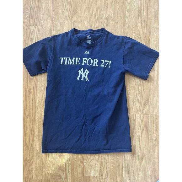 Majestic New York Yankees Time For 27 2009 World Series T Shirt Size Small - Picture 7 of 9
